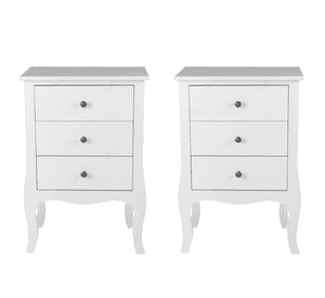 SET 2 VELADORES DORMITORIO GENOVA 3 CAJONES BLANCO