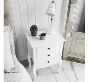 SET 2 VELADORES DORMITORIO GENOVA 3 CAJONES BLANCO