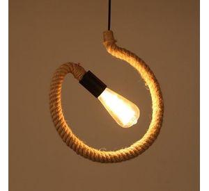 Lampara Colgante Cañamo Metal 1 Luz Rustica ampolleta incluida