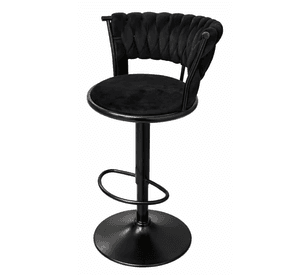 Taburete Queen Terciopelo Ajustable Negro Full Negro