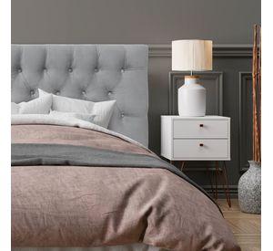 Respaldo de Cama Capitoné Premium Felpa Gris Plata - 1 Plaza