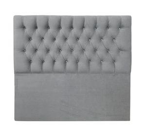 Respaldo de Cama Capitoné Premium Felpa Gris Plata - 1 Plaza