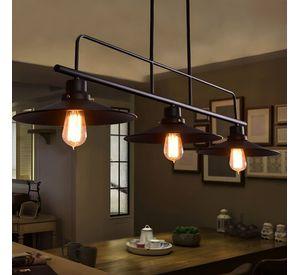 LÁMPARA COLGANTE Vintage Campanas Negras LED Triple cabezal