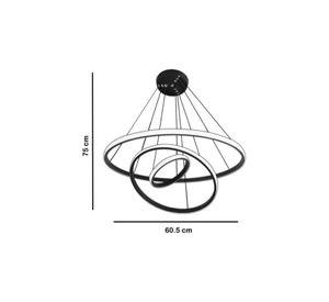 Lámpara de techo colgante led triple aro 80w multicolor