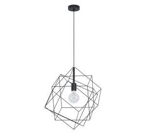 Lámpara Colgante Straiton Acero fierro Negro 1X60W E27 cod.43359