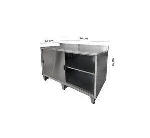 MESON MURAL ACERO INOXIDABLE PUERTAS CORREDERAS 90 CM