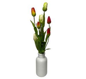Flor Decorativa Arreglo Tulipán 50cm (Sin Macetero)