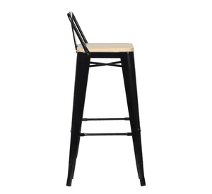 Taburete Tolix Negro De Madera 66cm Con Respaldo Venhouse