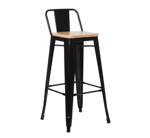 Taburete Tolix Negro De Madera 66cm Con Respaldo Venhouse