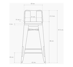 Taburete Tolix Negro De Madera 66cm Con Respaldo Venhouse