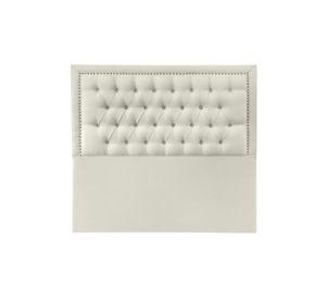 Respaldo de Cama Capitoné Frame Tachas Lino Crema - 1.5 Plaza
