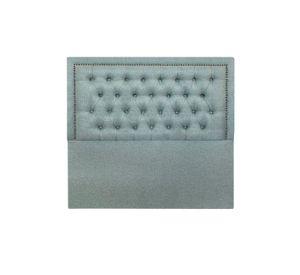 Respaldo de Cama Capitoné Frame Tachas Lino Verde Jeans - King
