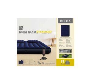 Colchón inflable para campismo, bomba, 2 almohadas, queen, color azul