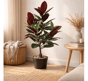 Planta Artificial Tipo Gomero Ficus Con Macetero 80cm