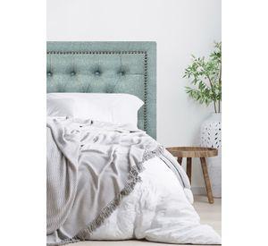Respaldo de Cama Capitoné Frame Tachas Lino Verde Jeans - Super King