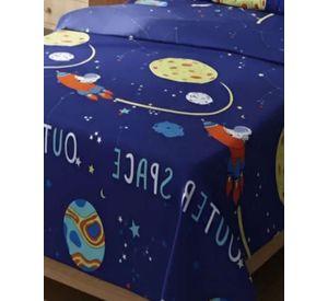 Sabanas infantil de verano Planeta Astronauta plaza y media MAS 1 ALMOHADA