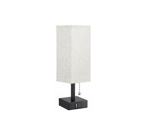 Lámpara decorativa de escritorio/velador con cargador, color blanco