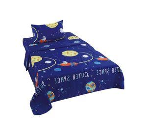 Juego de Sabanas de verano Planeta Astronauta Infantil plaza y media MAS 1 ALMOHADA