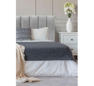 Respaldo de Cama Tubular Vertical Felpa Gris Plata - Queen