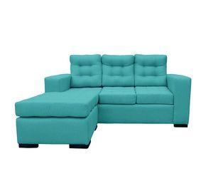 Seccional Antu Chenille Tipo Lino Turquesa 3 Cuerpos