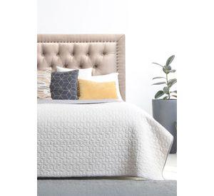 Respaldo de Cama Capitoné Frame Tachas Felpa Beige - 1.5 Plaza