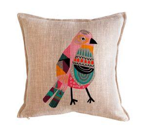 Cojín 45x45 cm Pájaros colores rosado arena
