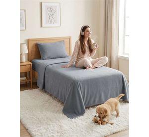 Sábanas Térmicas de polar Esponjosa 1.5 Plazas Tacto Suave gris