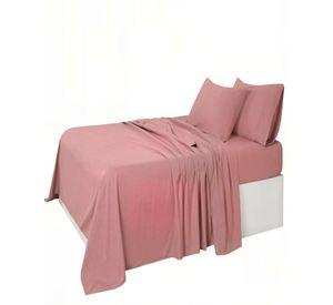SET DE SABANA 200 HILOS PLAZA Y MEDIA COLOR ROSA