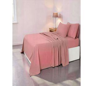SET DE SABANA 200 HILOS PLAZA Y MEDIA COLOR ROSA