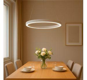 LAMPARA COLGANTE LED REDONDA 30W LUZ CALIDA ARO Ø50 BLANCA