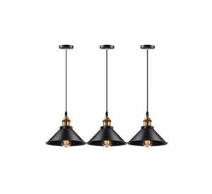 Lámpara colgante techo metal vintage 22 cm color negro