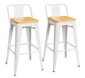 Pack 2 Pisos y sillas bar MKP Tolix Madera Blanco 66cm