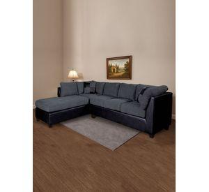 SECCIONAL PADUA IZQ PU NEGRO/TELA VELVET GRIS