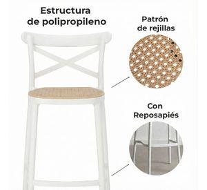 Pack 2  Taburete Crossback Danubio 66cm Piso Bar O Terraza Apilable Blancos