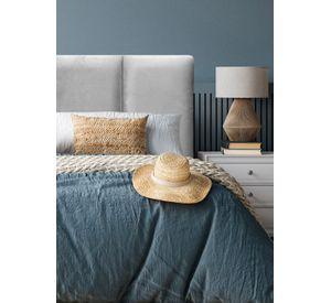 Respaldo de Cama Block Felpa Gris Plata - 2 Plazas