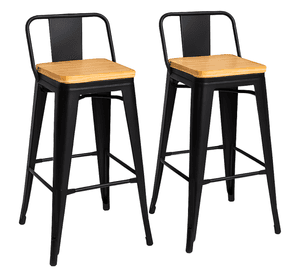 Pack 2 Pisos y sillas bar MKP Tolix Madera Negro 66cm