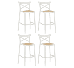 Pack 4 Pisos y sillas bar MKP Crossback Danubio Piso de Bar o Terraza 66cm Blancos