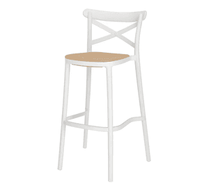 Pack 4 Pisos y sillas bar MKP Crossback Danubio Piso de Bar o Terraza 66cm Blancos