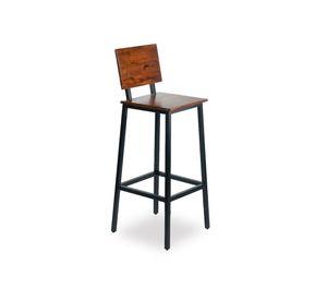 Silla de Bar Industrial de Madera de Mango y Metal Moderna y Resistente H115 cm