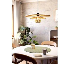 Lampara Colgante Lydney Acero Negro Naturañ E27 1X40W IP20 cod44012