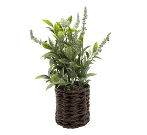 Planta lavanda artificial macetero ratán