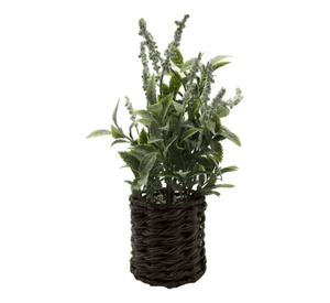 Planta lavanda artificial macetero ratán
