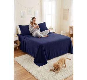 Sábanas Térmicas de polar Esponjosa King Tacto Suave azul