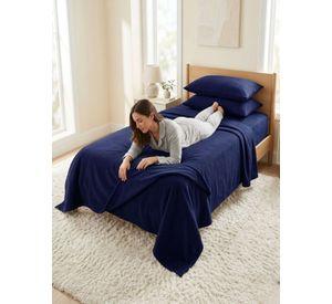 Sábanas Térmicas de polar Esponjosa King Tacto Suave azul