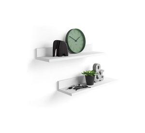 Set 4 Repisas Flotantes Rectas Soporte Blanco 2x 40 CM - 2x 60 CM