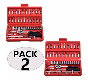 Pack 2 Juego Caja Set Dados Chicharra Herramientas 46 Piezas