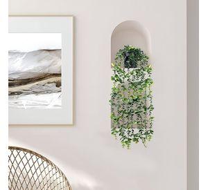 Set de 2 Planta Artificial Maceta Colgante Verde Pared Jhn
