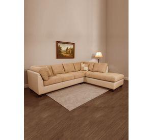 SECCIONAL PADUA DER PU BEIGE/TELA VELVET BEIGE