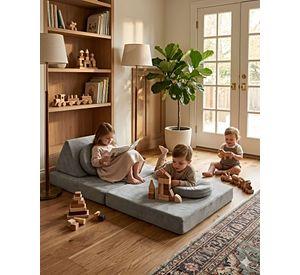 Sofá infantil modular (sofá cama) 5 piezas gris o.