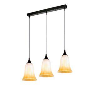 Lampara Colgante de cuerpo Metalico Vidrio Negro Blanco Esfumado 3 soquetes